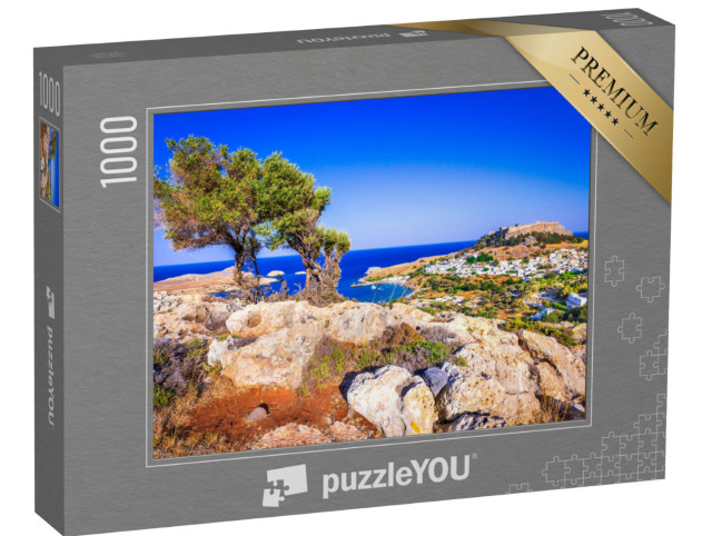 Puzzle 1000 pezzi „Lindos, villaggio a Rodi con acropoli“