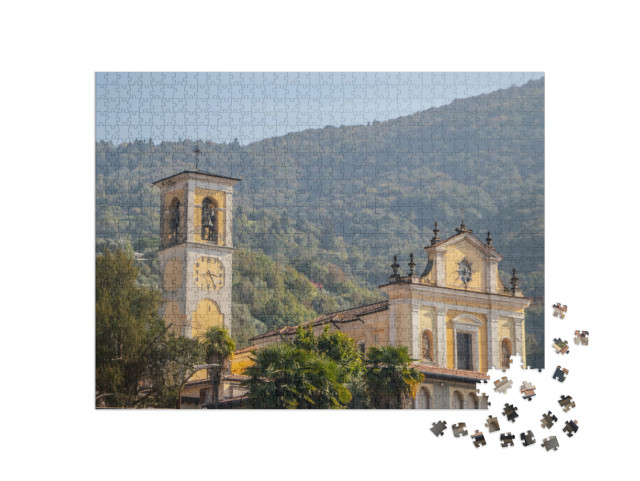 Puzzle 1000 pezzi „Chiesa in collina a Sulzano, Lombardia“