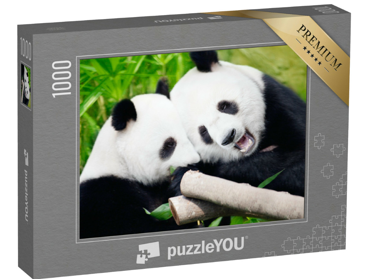 Puzzle 1000 pezzi „I panda giganti mangiano germogli di bambù“