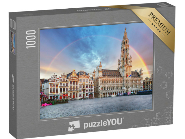 Puzzle 1000 pezzi „Arcobaleno sul centro storico di Bruxelles, Belgio“