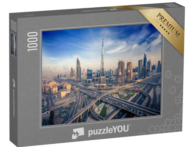 Puzzle 1000 pezzi „Lo skyline di Dubai con l'autostrada“