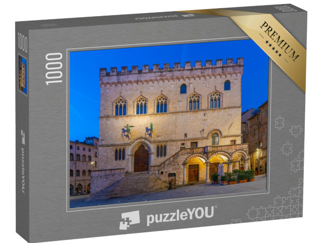 Puzzle 1000 pezzi „Alba sul Palazzo dei Priori nel centro storico di Perugia.“