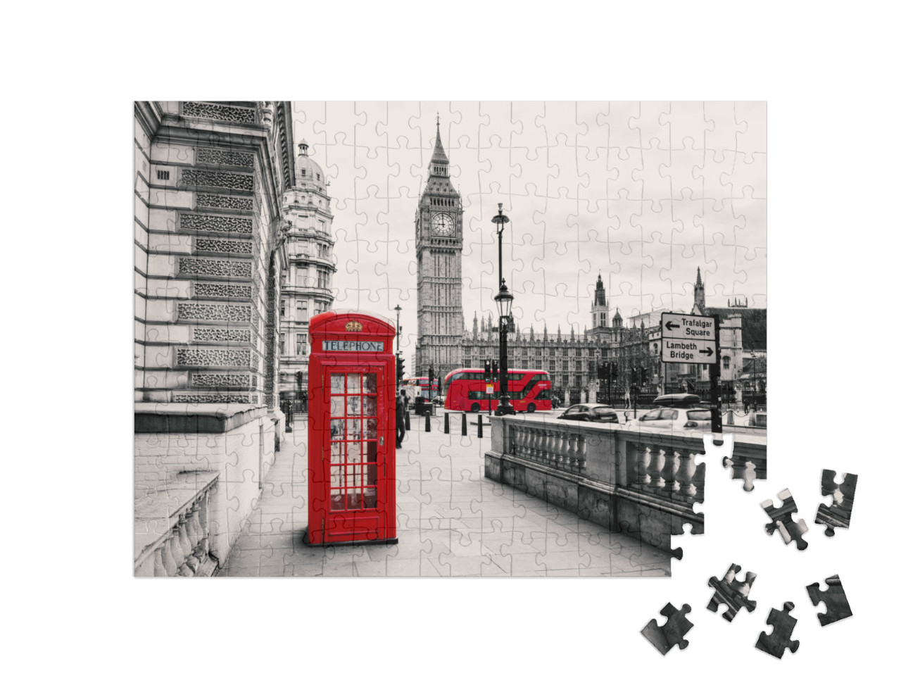 Puzzle 200 pezzi „Cabina telefonica rossa: simbolo di Londra, Inghilterra“