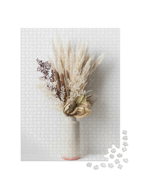 Puzzle 1000 pezzi „Una composizione di fiori secchi con erba della pampa“