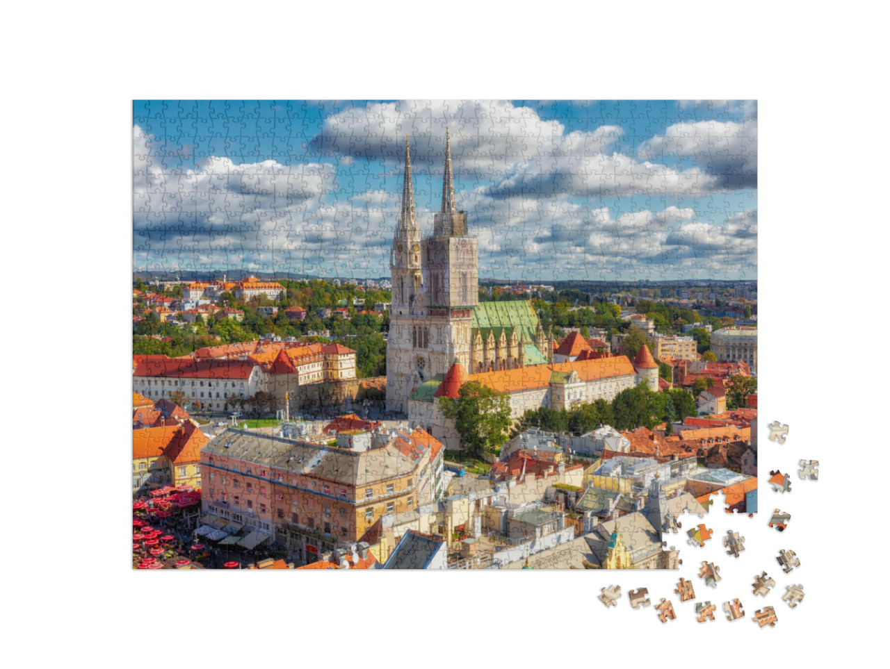 Puzzle 1000 pezzi „Cattedrale di Zagabria a Kaptol, distretto di Zagabria, Croazia“