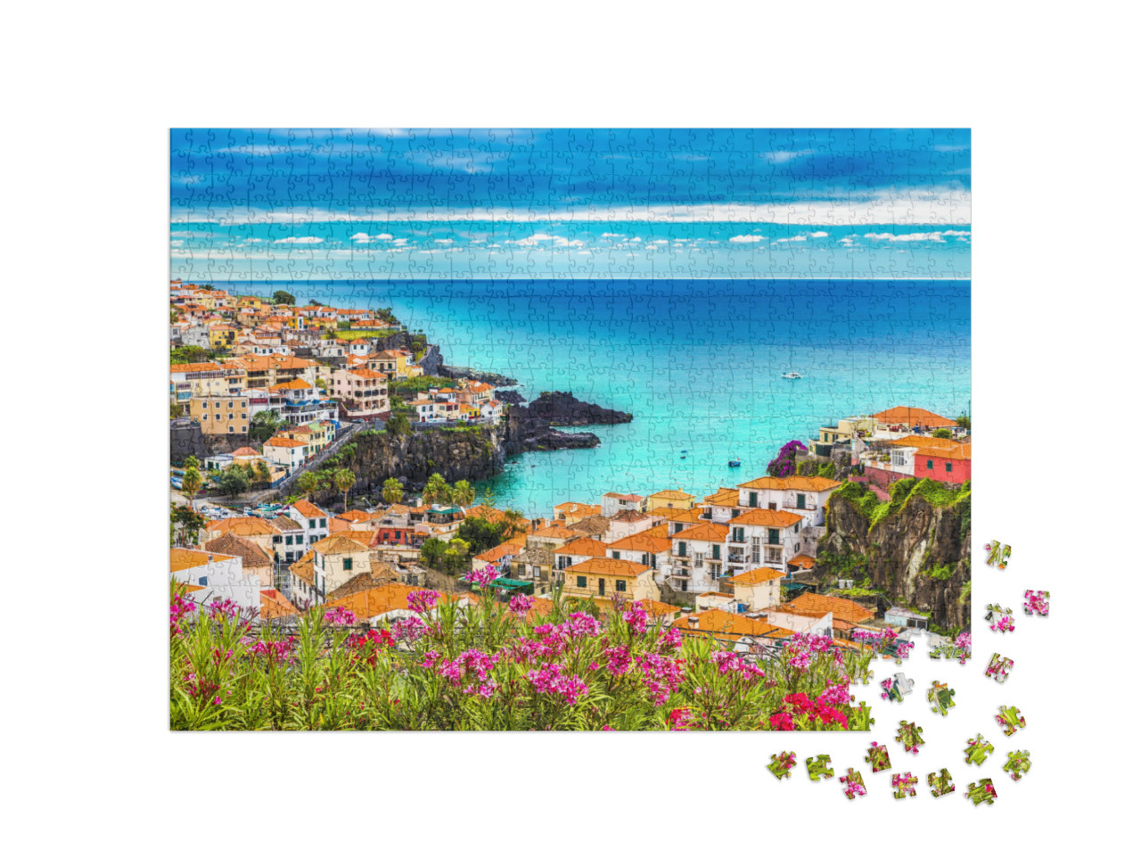 Puzzle 1000 pezzi „Vista panoramica su Camara de Lobos, Isola di Madeira, Portogallo“