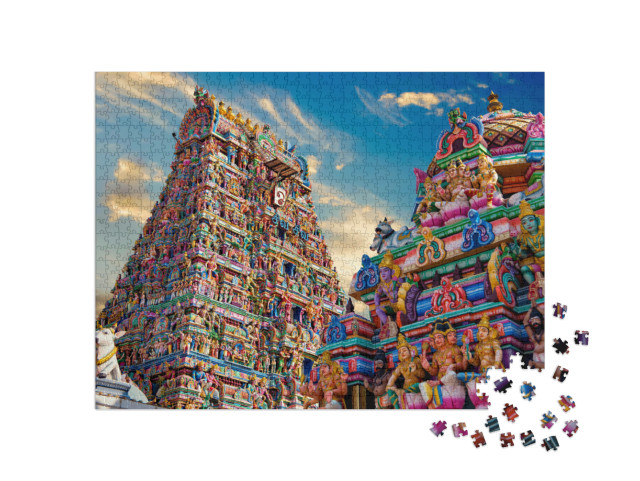 Puzzle 1000 pezzi „Gopura colorati nel tempio indù di Kapaleeshwarar, India“