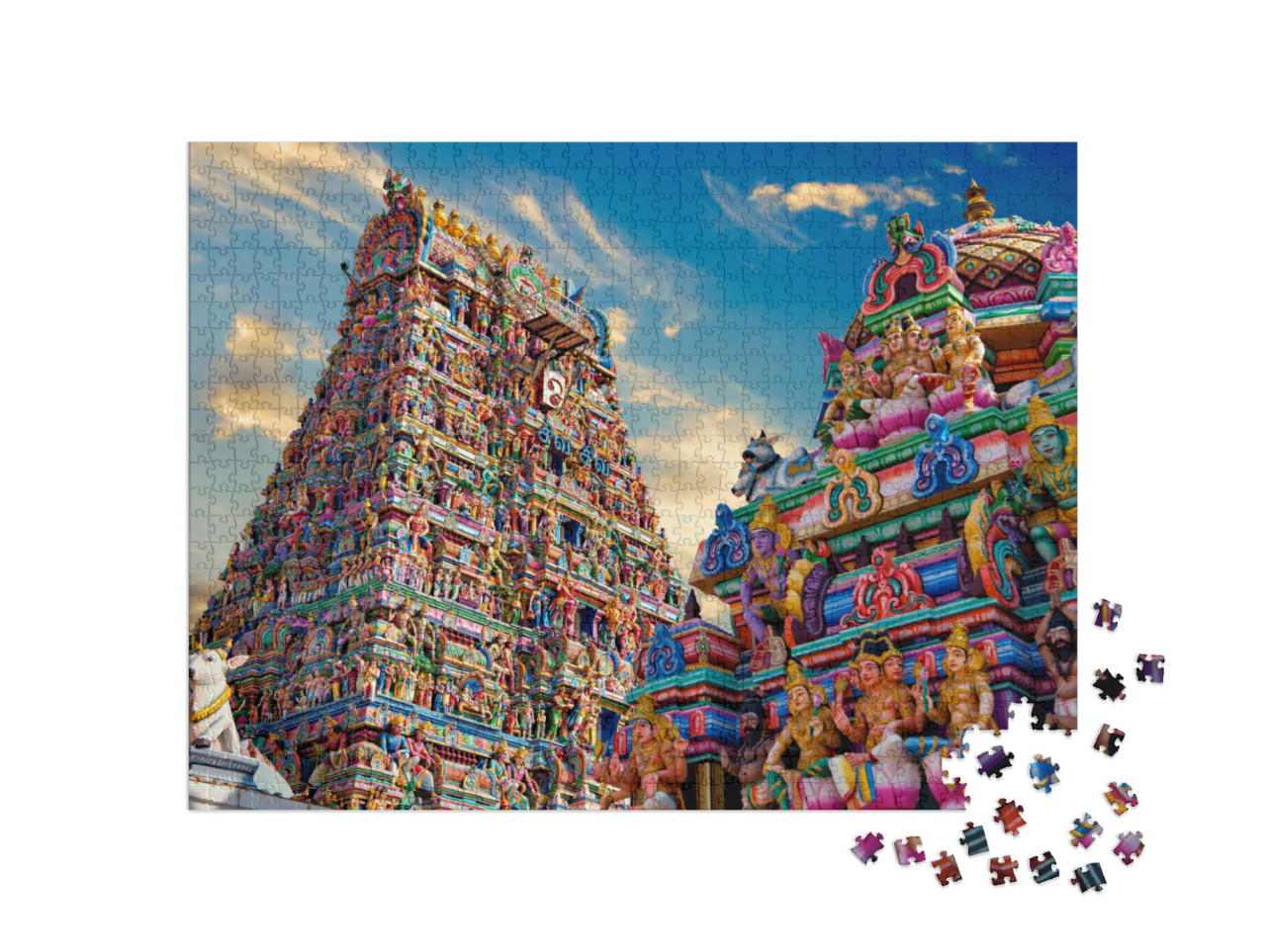 Puzzle 1000 pezzi „Gopura colorati nel tempio indù di Kapaleeshwarar, India“