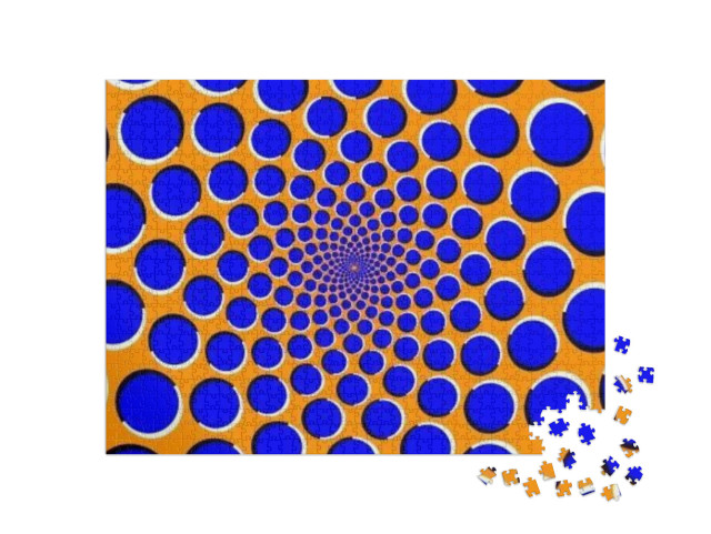 Puzzle 1000 pezzi „Illusione ottica rotante: cerchi blu“