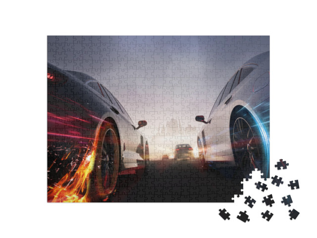 Puzzle 500 pezzi „Gara su strada testa a testa“