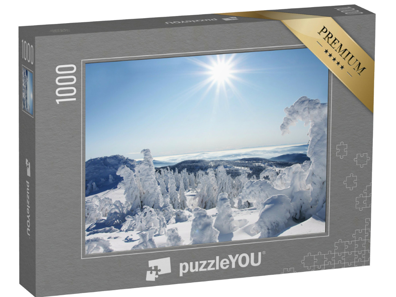 Puzzle 1000 pezzi „Una soleggiata giornata invernale nella Foresta Bavarese, Germania“