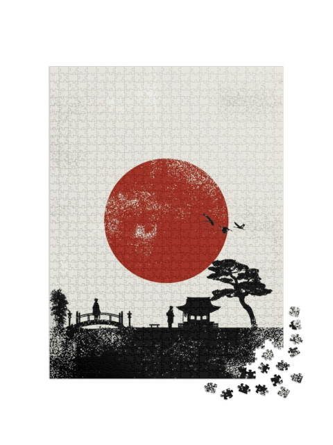 Puzzle 1000 pezzi „Poster del paesaggio del Giappone, vettore“