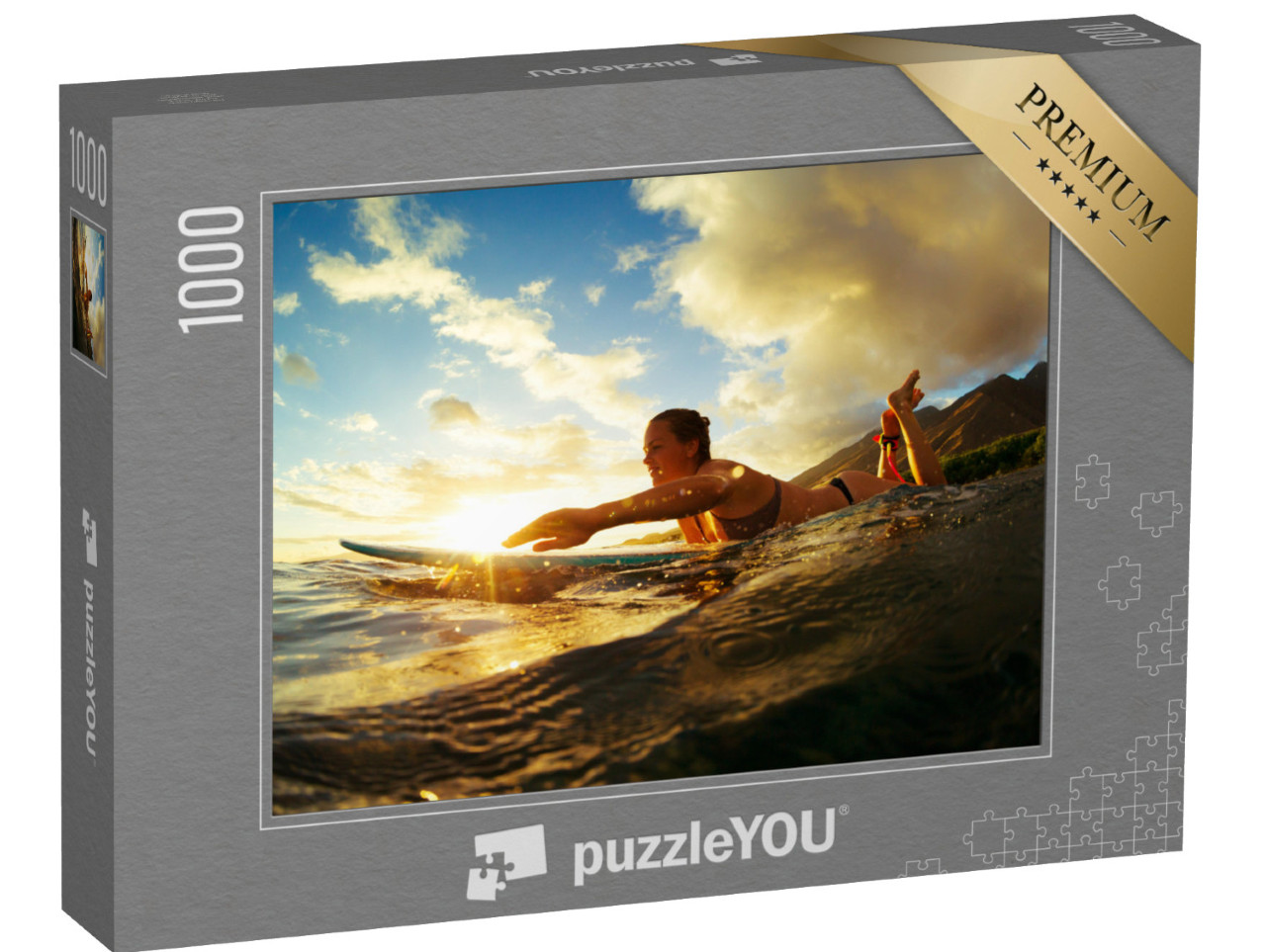 Puzzle 1000 pezzi „Surf da onda al tramonto“