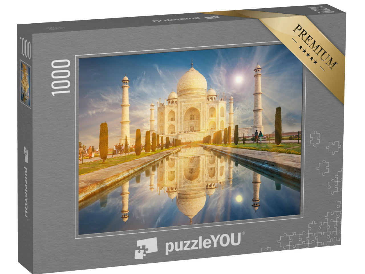 Puzzle 1000 pezzi „Sulla riva meridionale dello Yamuna si trova il Taj Mahal, Agra, Uttar Paradesh“