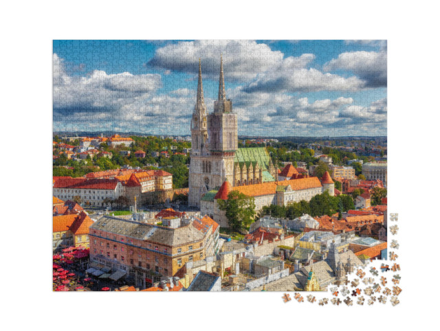 Puzzle 2000 pezzi „Cattedrale di Zagabria a Kaptol, distretto di Zagabria, Croazia“