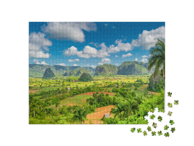 Puzzle 1000 pezzi „Panorama delle montagne di Viñales, Cuba“