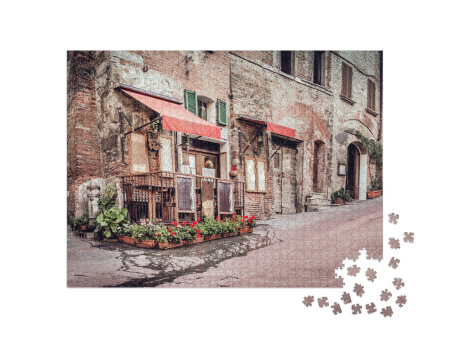 Puzzle 1000 pezzi „Piccola trattoria nella città toscana di Montepulciano, Italia“