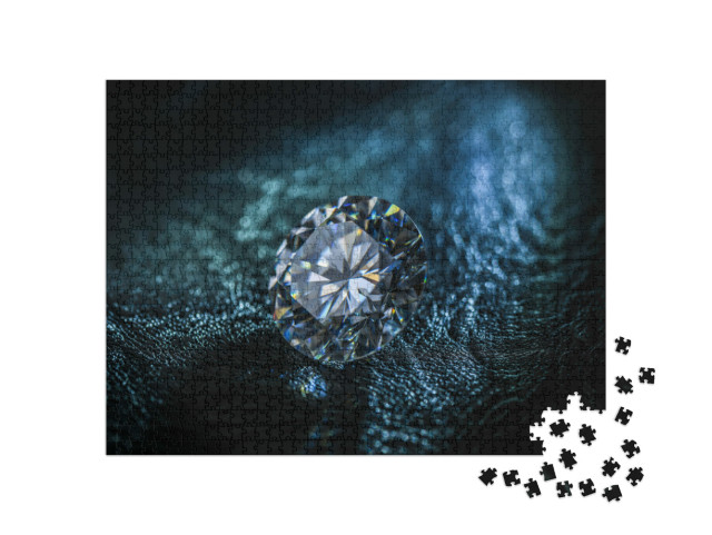 Puzzle 1000 pezzi „Diamante taglio rotondo e luce blu“